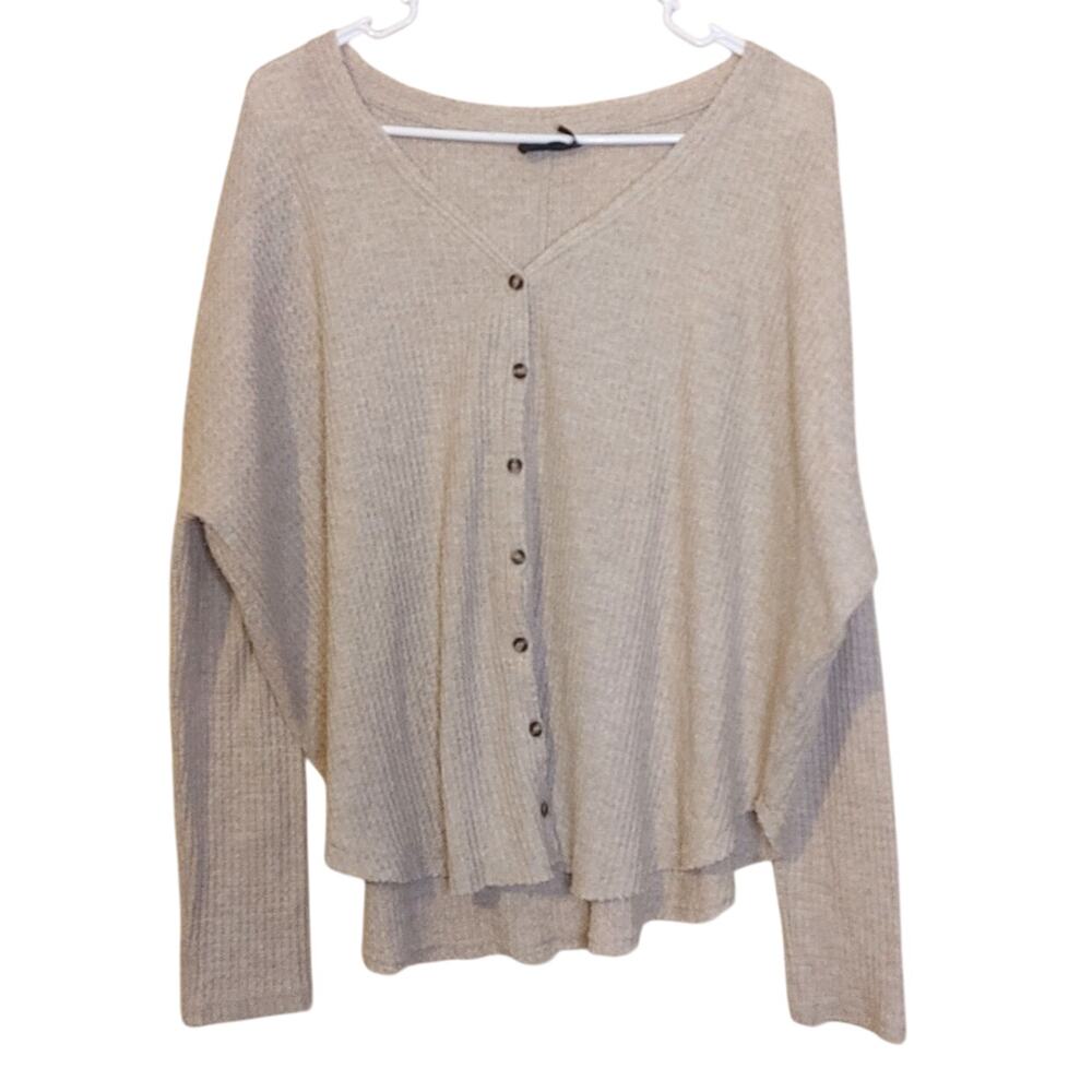 Out From Under Urban Outfitters Oatmeal Waffle Knit Sweater Size Medium M
